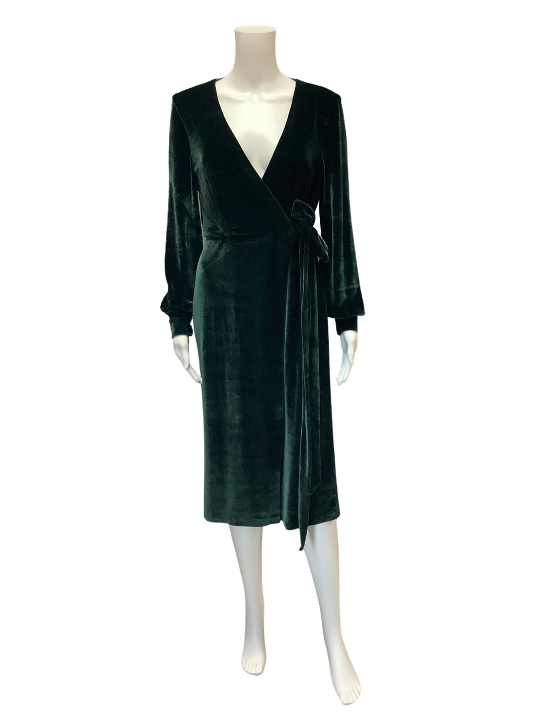 Zara Green Velvet Wrap Dress Size S Stash Boutique